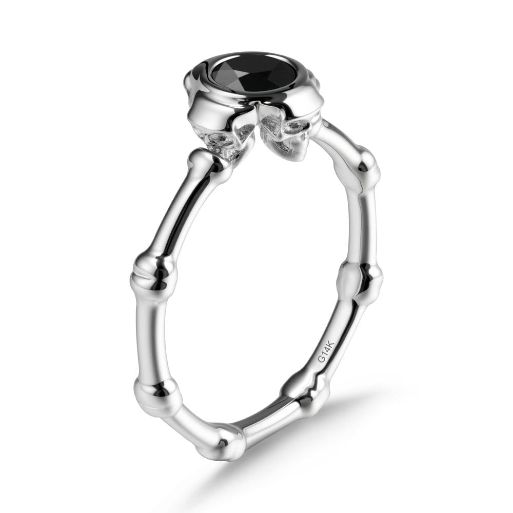 Gothic Black Spinel Skull Ring - LUO Jewelry #metal_14k white gold