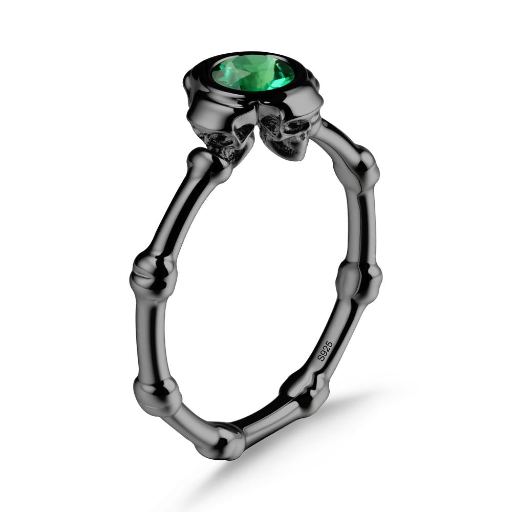 Helloween Emerald Ring with Skull - LUO Jewelry #metal_black finish sterling silver