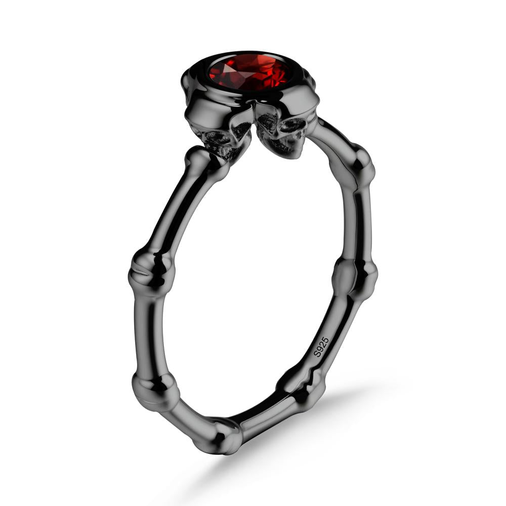 Gothic Garnet Skull Ring - LUO Jewelry #metal_black finish sterling silver