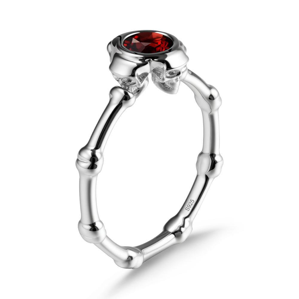 Gothic Garnet Skull Ring - LUO Jewelry #metal_sterling silver