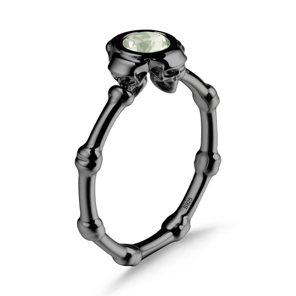 Helloween Green Amethyst Ring with Skull - LUO Jewelry #metal_black finish sterling silver