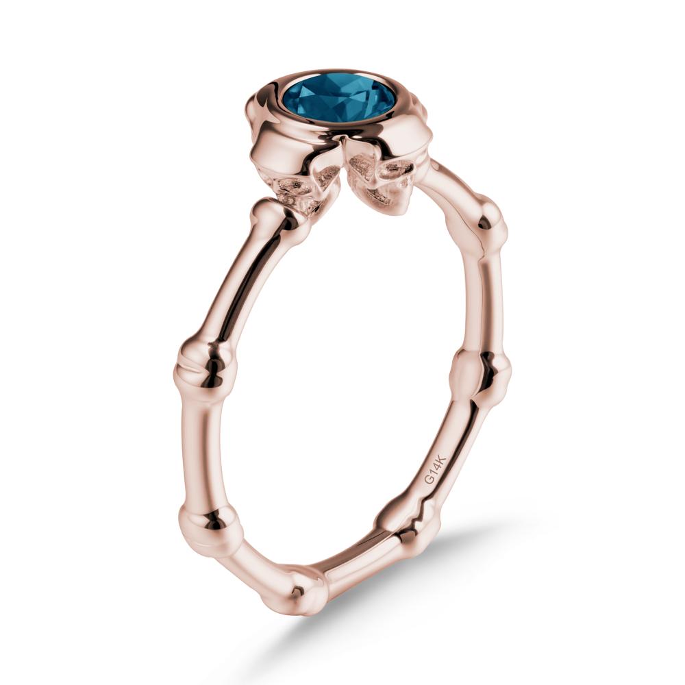 Helloween London Blue Topaz Ring with Skull - LUO Jewelry #metal_14k rose gold
