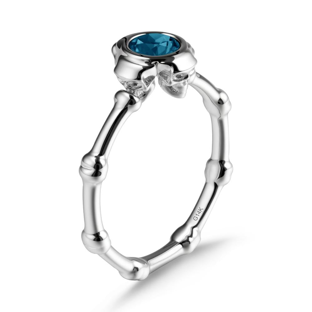 Helloween London Blue Topaz Ring with Skull - LUO Jewelry #metal_14k white gold