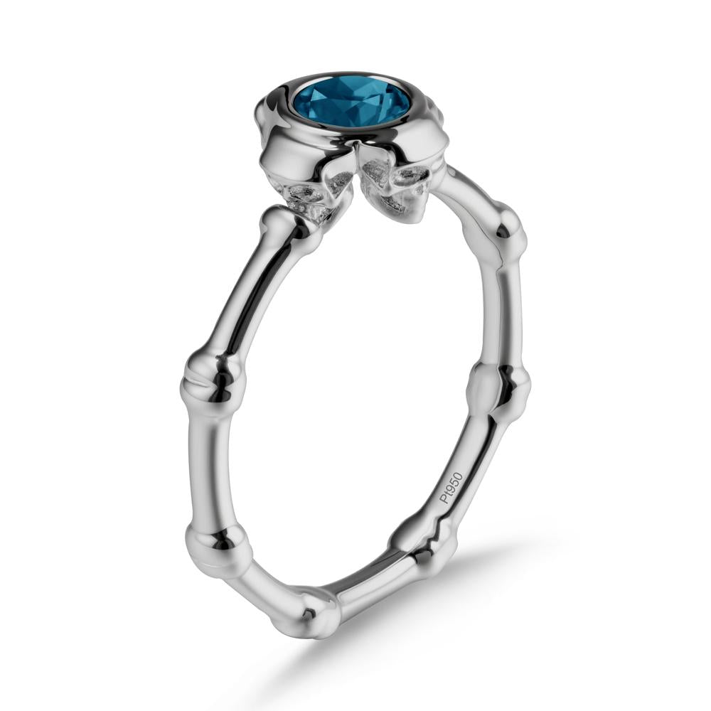 Helloween London Blue Topaz Ring with Skull - LUO Jewelry #metal_platinum