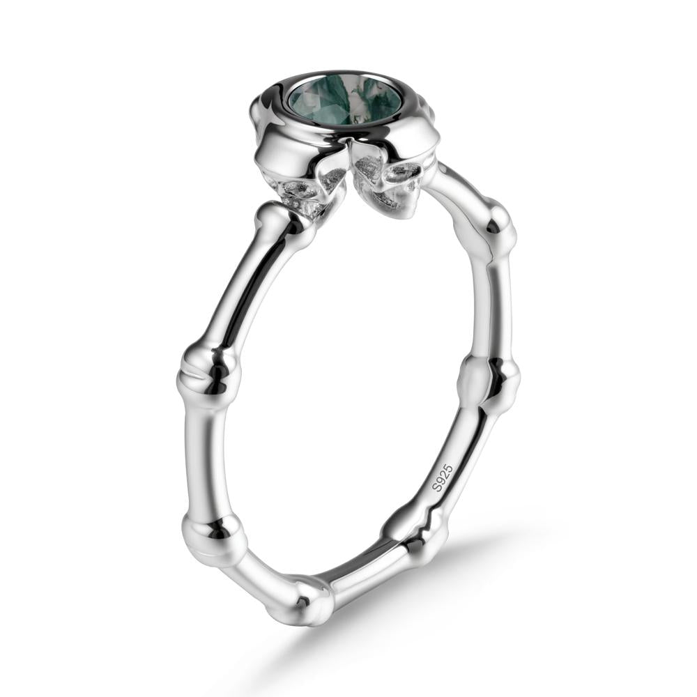 Gothic Moss Agate Skull Ring - LUO Jewelry #metal_sterling silver