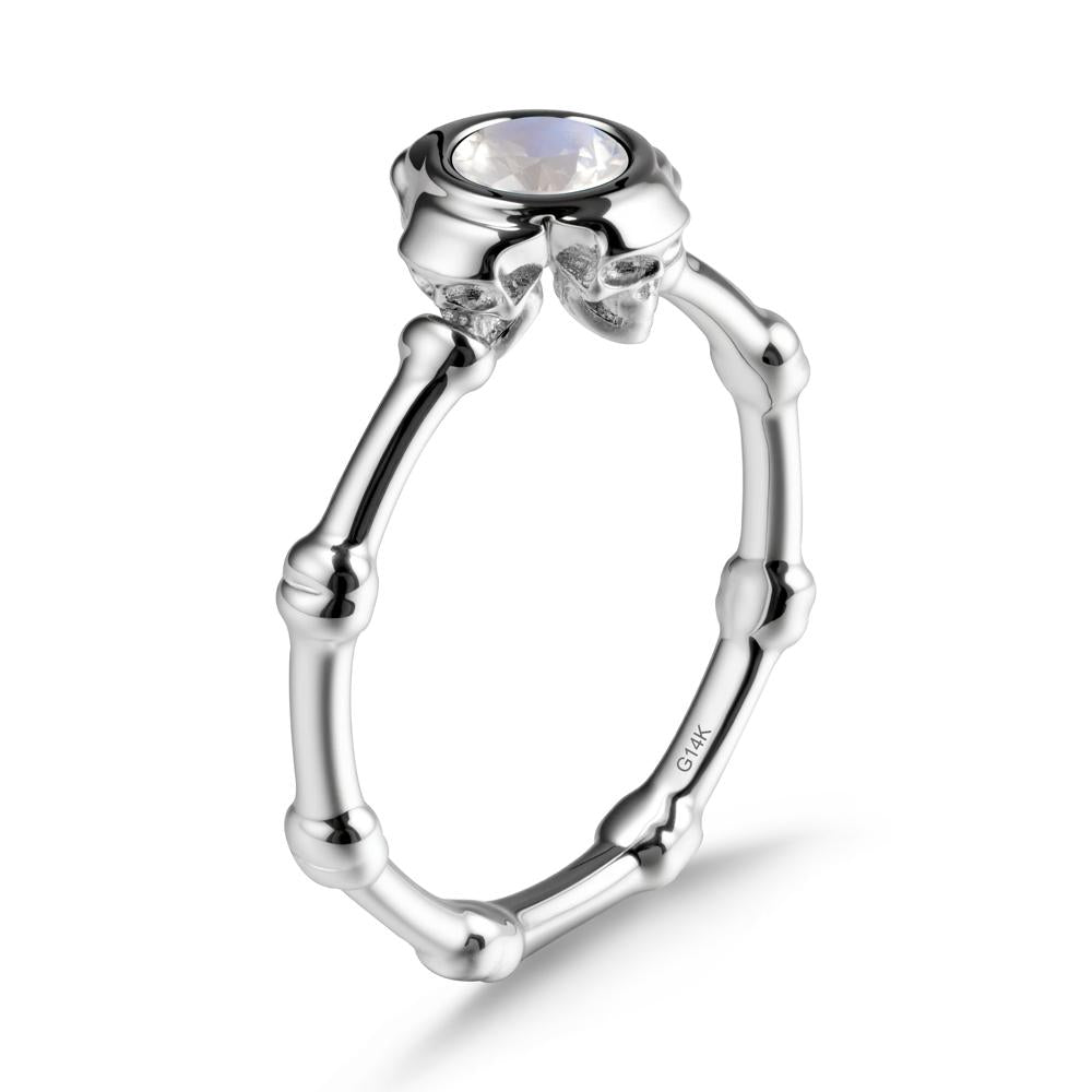 Gothic Moonstone Skull Ring - LUO Jewelry #metal_14k white gold