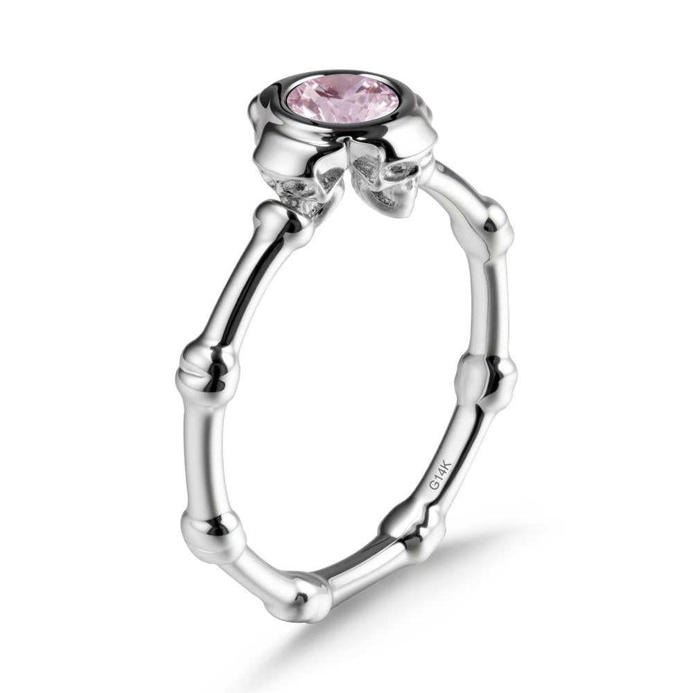 Gothic Pink Cubic Zirconia Skull Ring - LUO Jewelry #metal_14k white gold