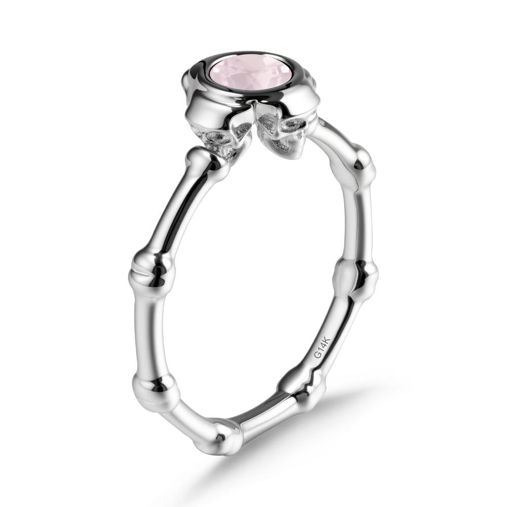 Gothic Rose Quartz Skull Ring - LUO Jewelry #metal_14k white gold