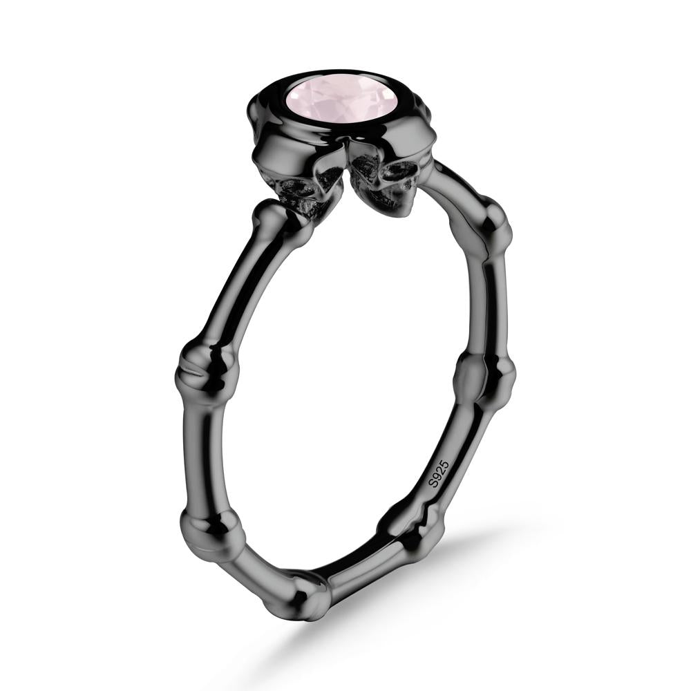 Gothic Rose Quartz Skull Ring - LUO Jewelry #metal_black finish sterling silver