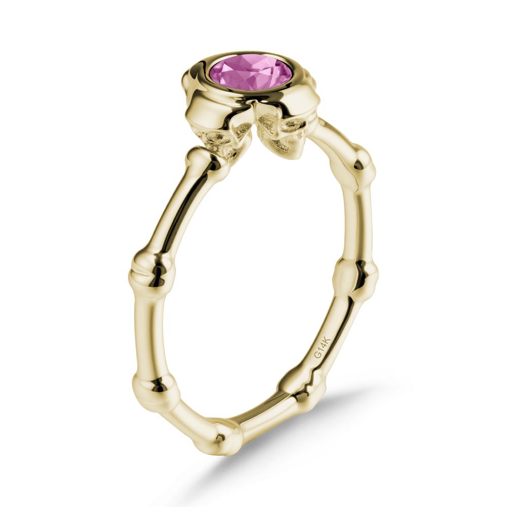 Helloween Pink Sapphire Ring with Skull - LUO Jewelry #metal_14k yellow gold