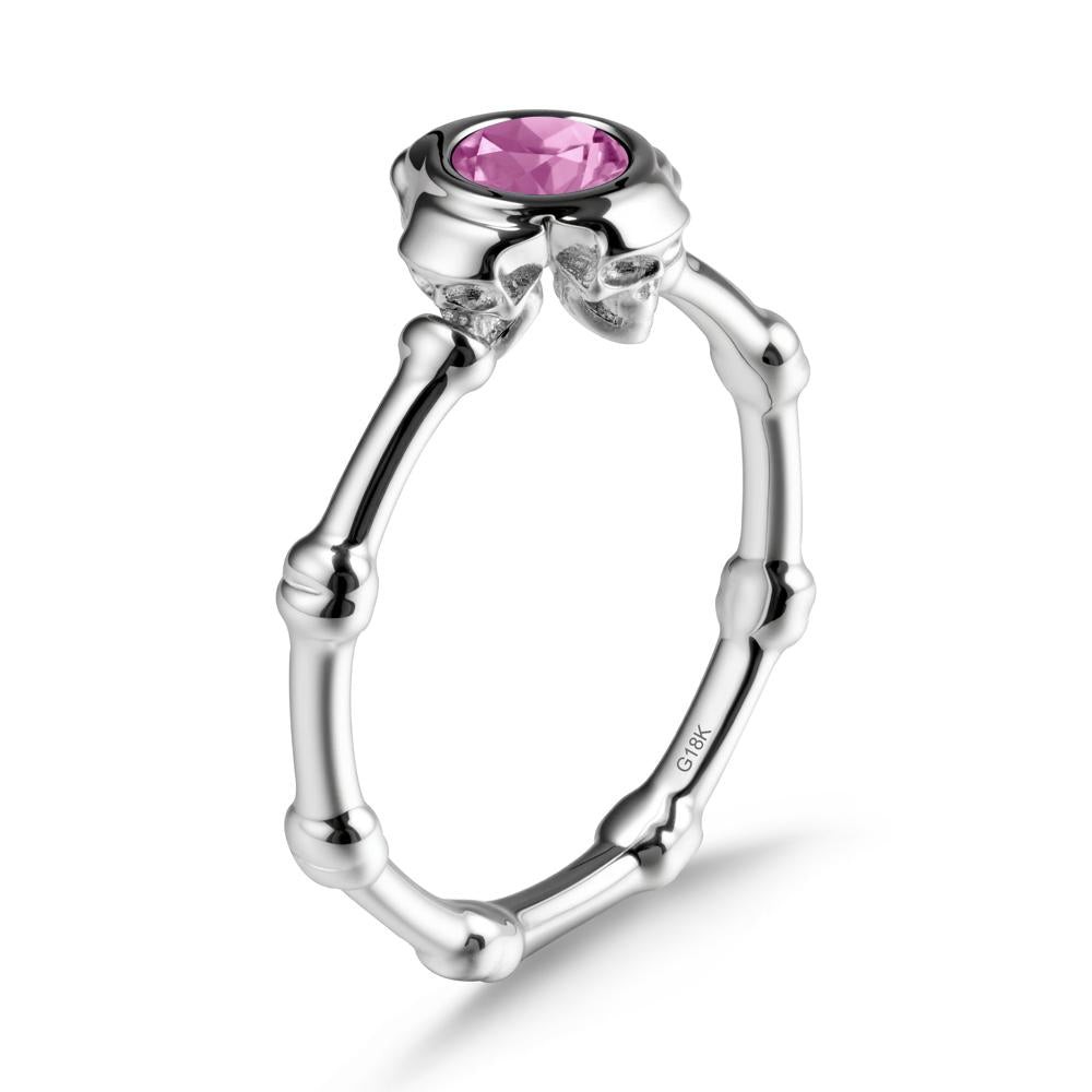Helloween Pink Sapphire Ring with Skull - LUO Jewelry #metal_18k white gold