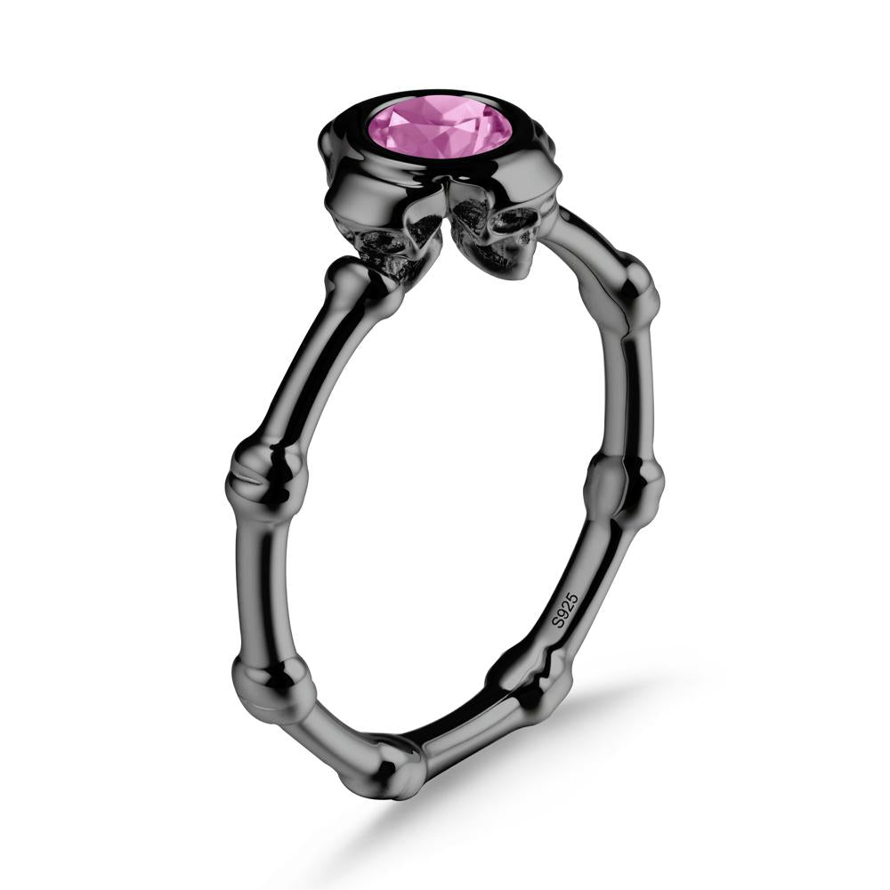 Helloween Pink Sapphire Ring with Skull - LUO Jewelry #metal_black finish sterling silver
