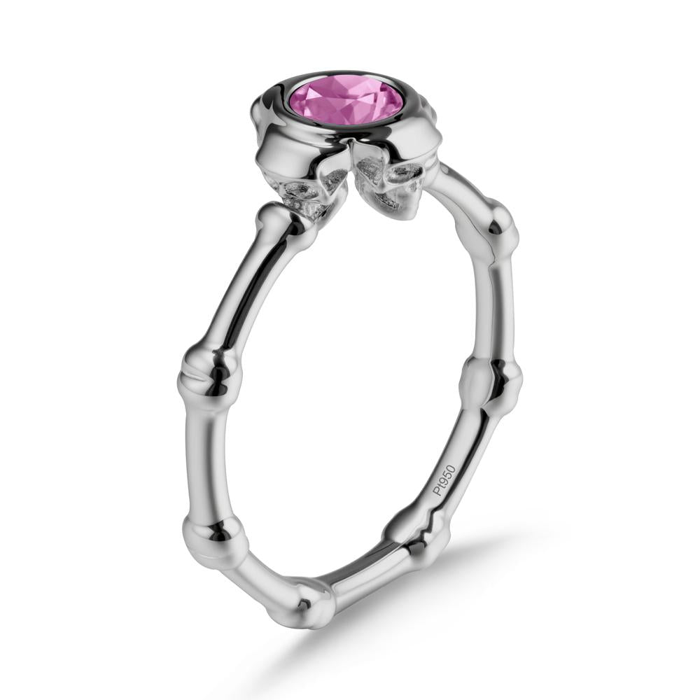 Helloween Pink Sapphire Ring with Skull - LUO Jewelry #metal_platinum