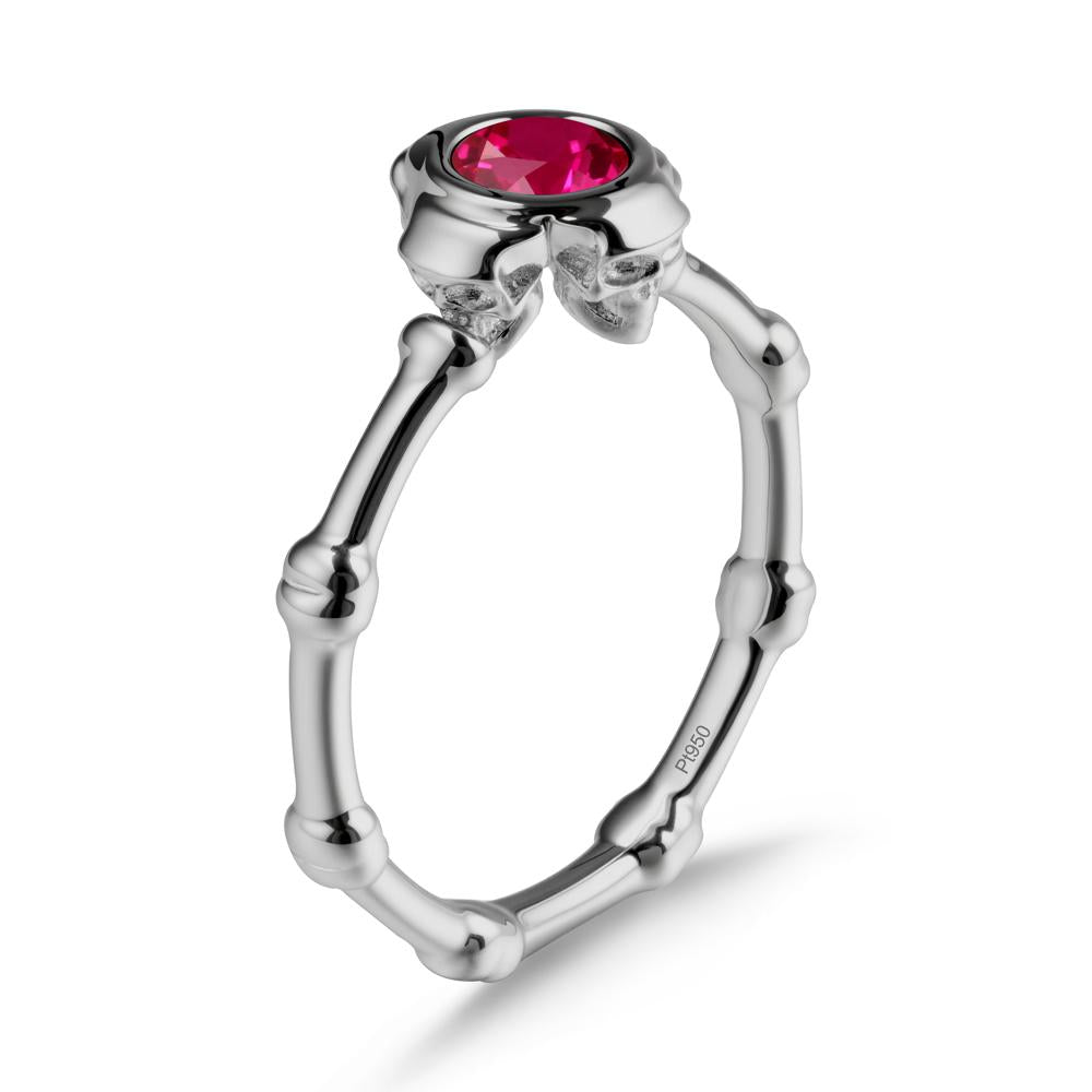 Gothic Ruby Skull Ring - LUO Jewelry #metal_platinum
