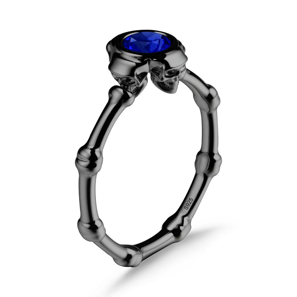 Helloween Sapphire Ring with Skull - LUO Jewelry #metal_black finish sterling silver