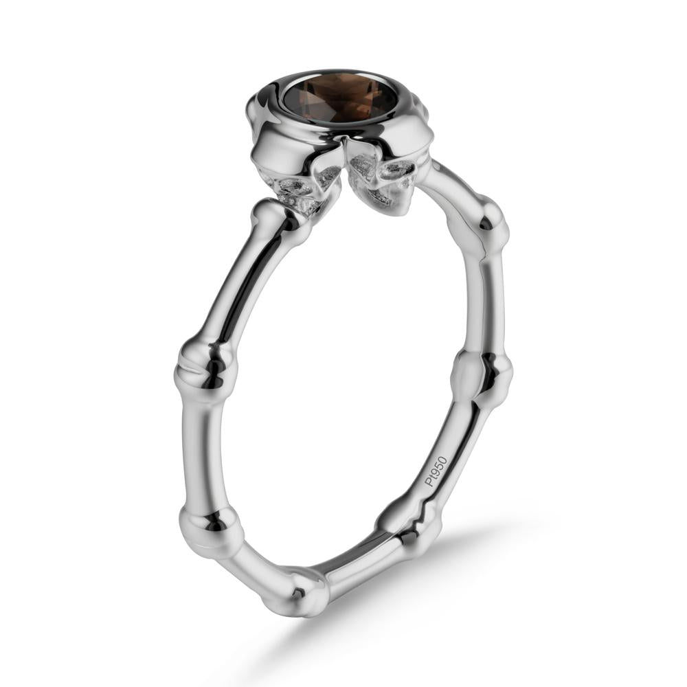 Gothic Smoky Quartz Skull Ring - LUO Jewelry #metal_platinum