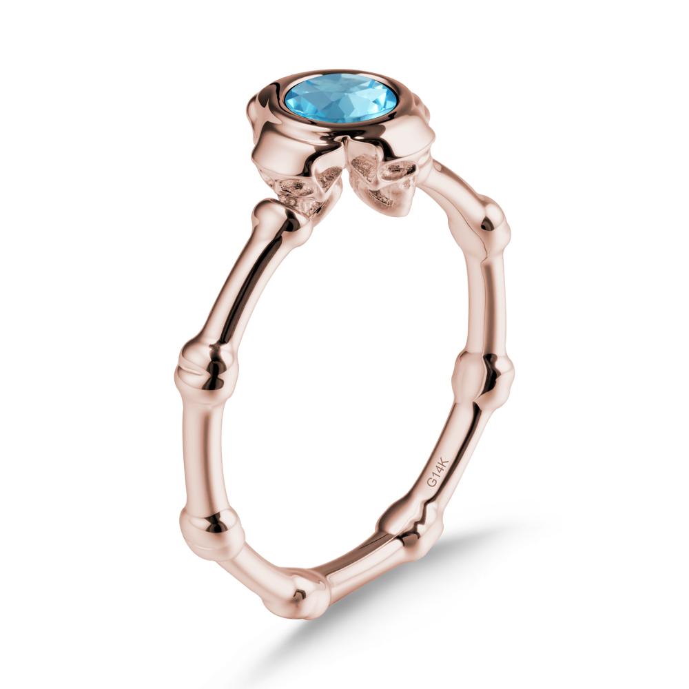 Helloween Swiss Blue Topaz Ring with Skull - LUO Jewelry #metal_14k rose gold