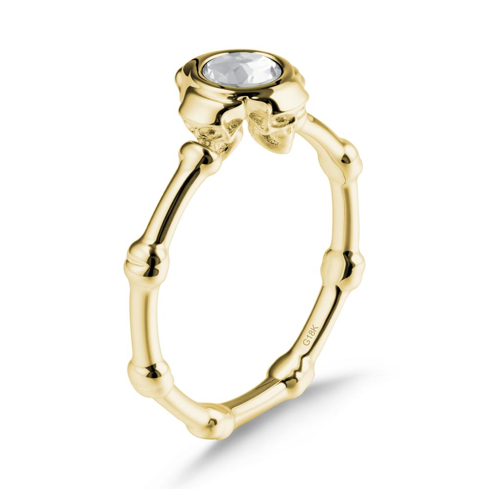 Gothic White Topaz Skull Ring - LUO Jewelry #metal_18k yellow gold