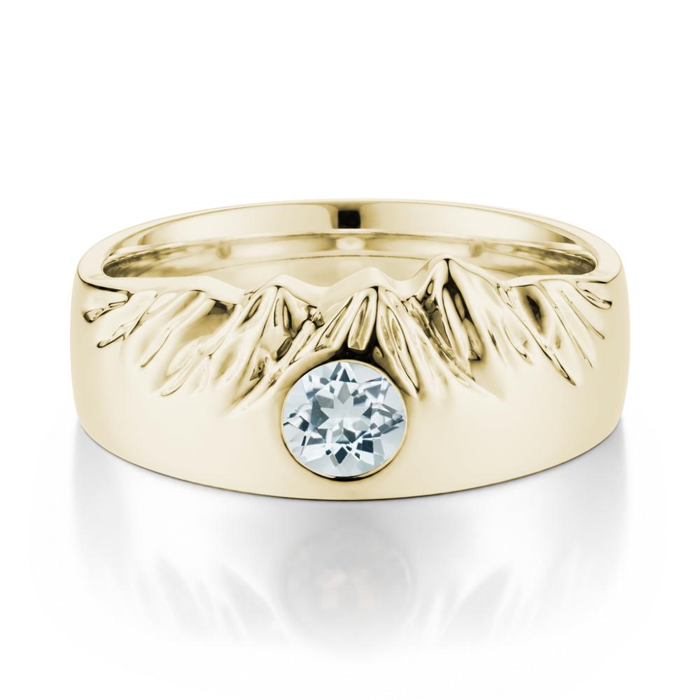 Men's Wide Band Emerald Ring - LUO Jewelry #gemstone_Aquamarine