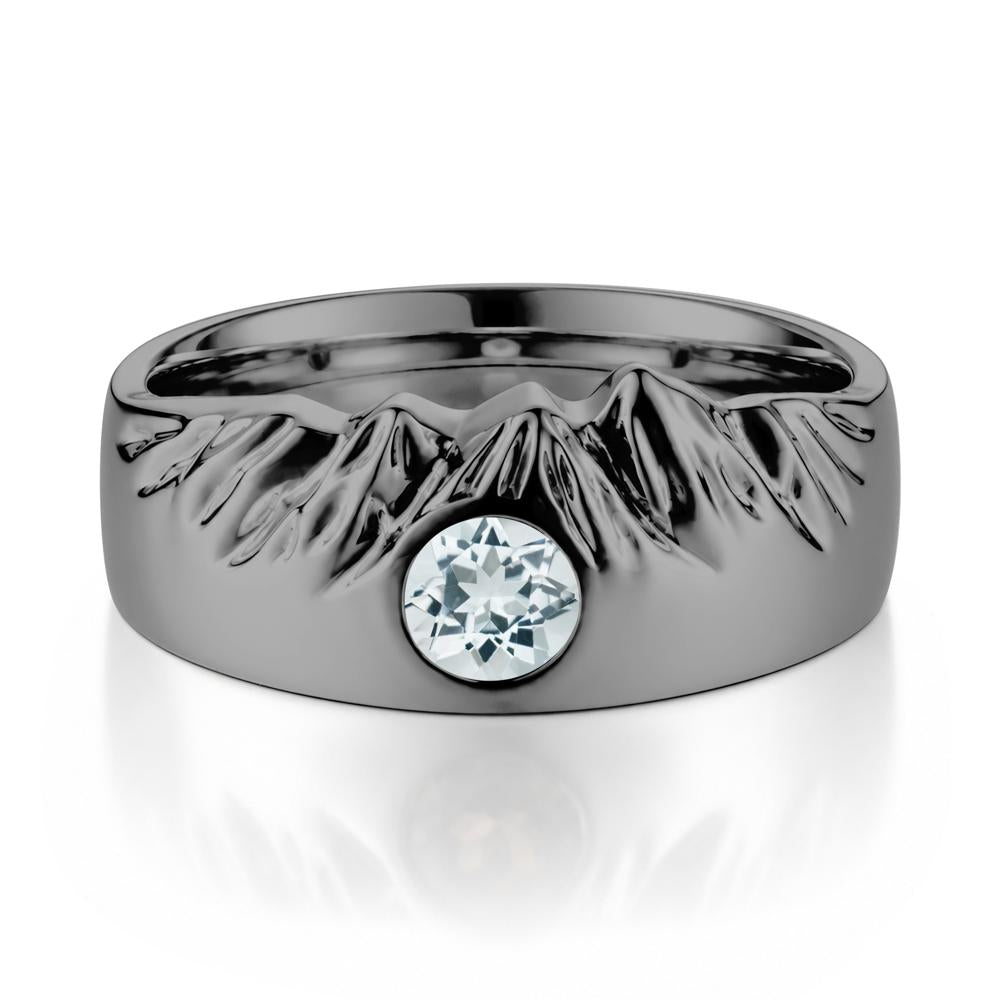 Men's Wide Band Emerald Ring - LUO Jewelry #gemstone_Aquamarine