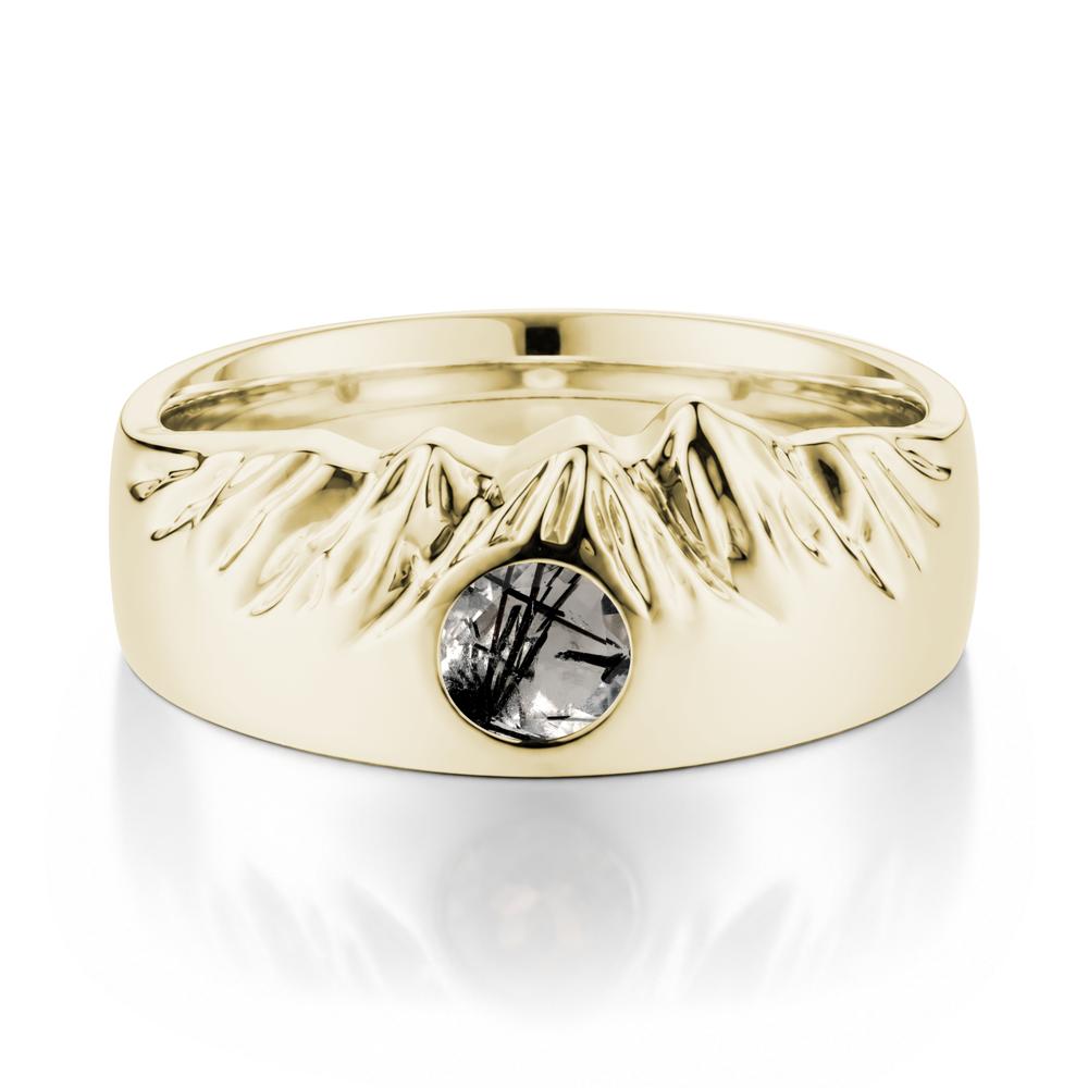 Men's Wide Band Emerald Ring - LUO Jewelry #gemstone_Black Rutilated Quartz