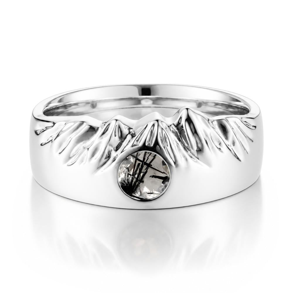 Men's Wide Band Emerald Ring - LUO Jewelry #gemstone_Black Rutilated Quartz