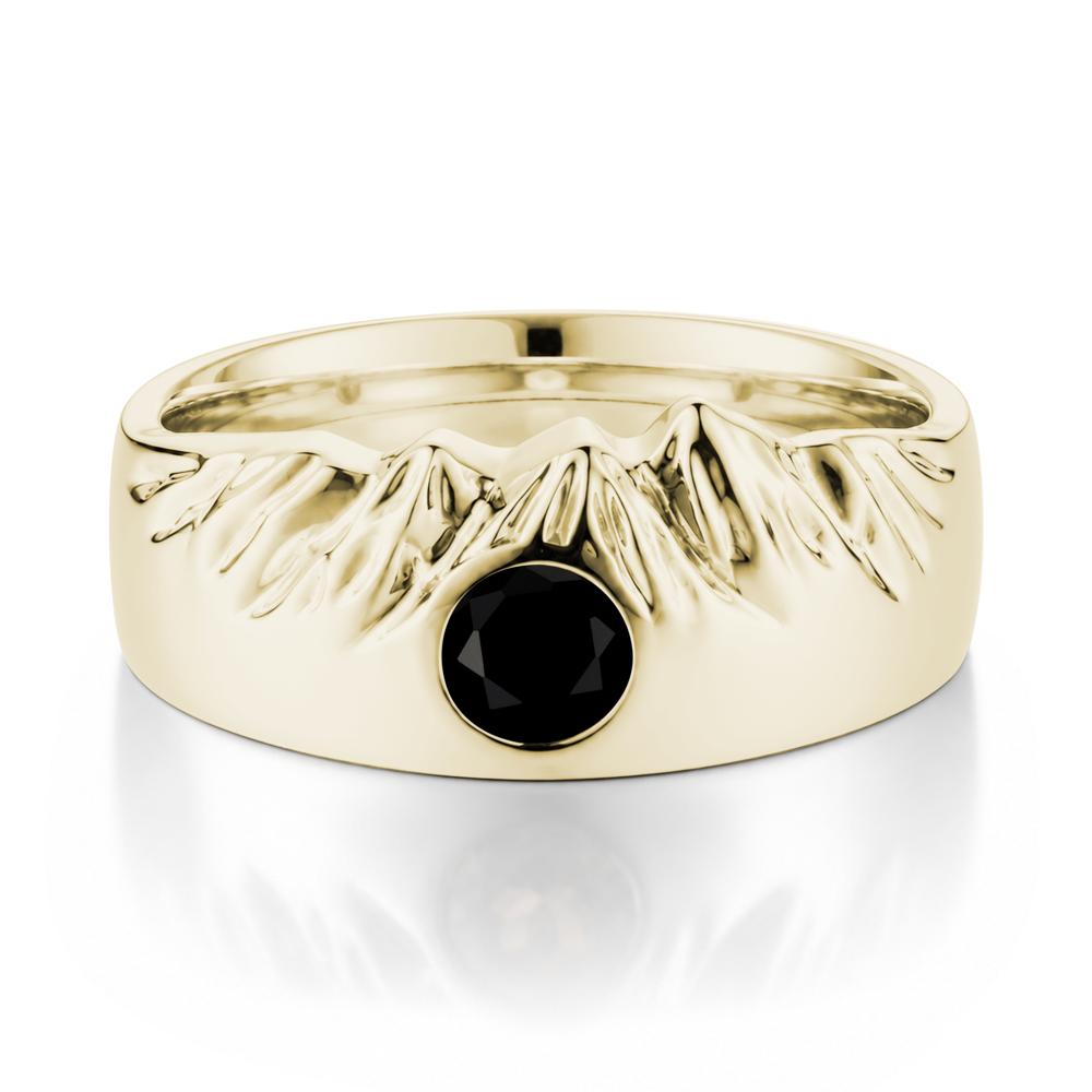 Men's Wide Band Emerald Ring - LUO Jewelry #gemstone_Black Spinel