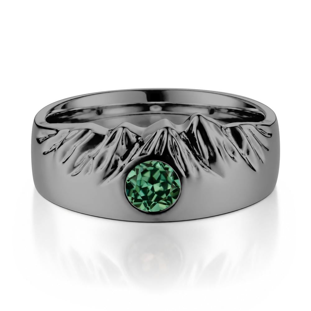 Men's Wide Band Emerald Ring - LUO Jewelry #gemstone_Green Sapphire