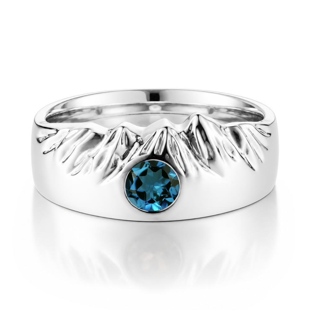 Men's Wide Band Emerald Ring - LUO Jewelry #gemstone_London Blue Topaz