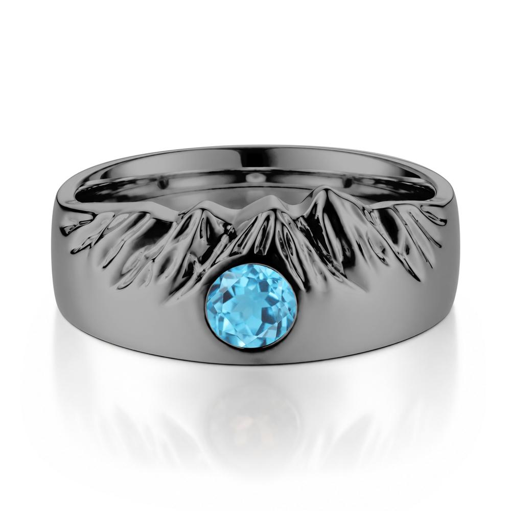 Men's Wide Band Emerald Ring - LUO Jewelry #gemstone_Swiss Blue Topaz