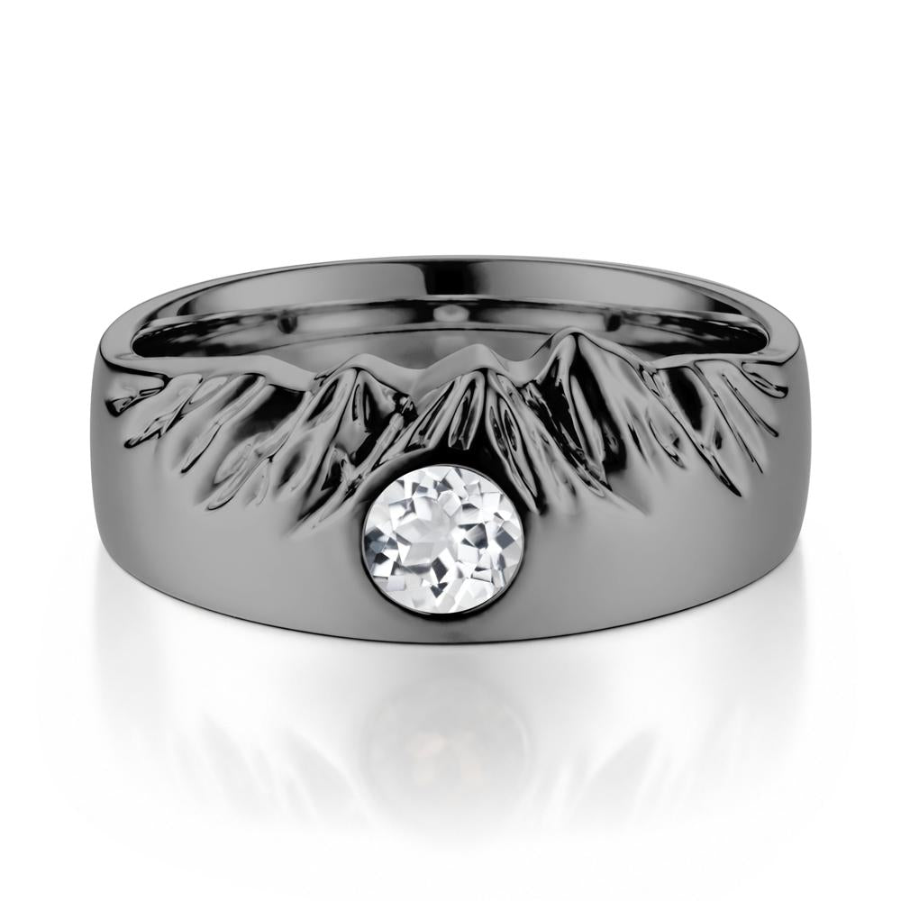 Men's Wide Band Emerald Ring - LUO Jewelry #gemstone_White Topaz