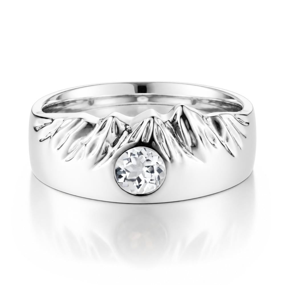 Men's Wide Band Emerald Ring - LUO Jewelry #gemstone_White Topaz