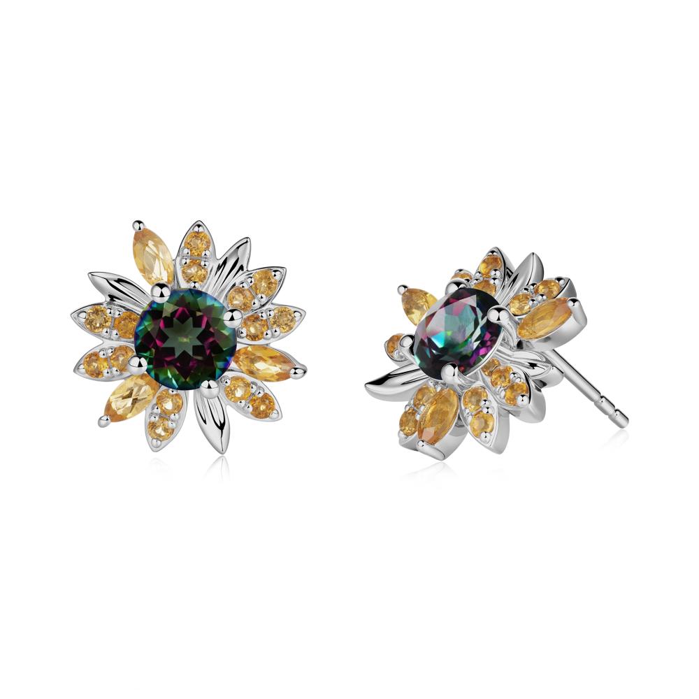 Mystic Topaz and Citrine Sunflower Pendant Earrings - LUO Jewelry #metal_platinum