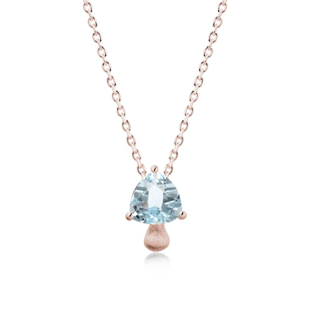Trillion Cut Aquamarine Mushroom Pendant Necklace - LUO Jewelry #metal_14k rose gold