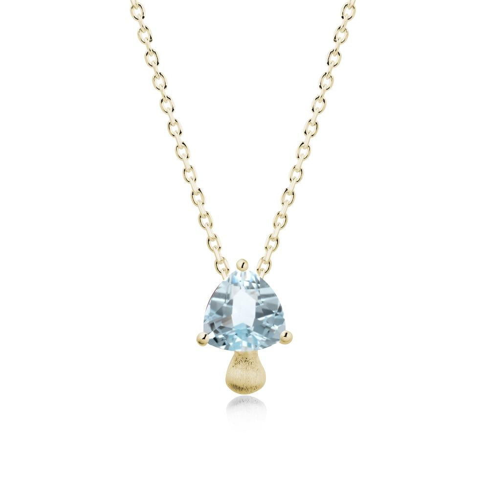 Trillion Cut Aquamarine Mushroom Pendant Necklace - LUO Jewelry #metal_14k yellow gold