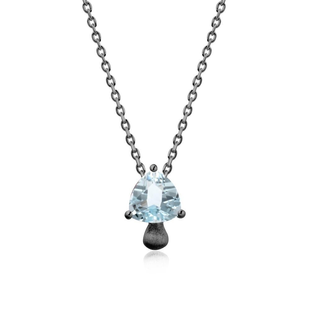 Trillion Cut Aquamarine Mushroom Pendant Necklace - LUO Jewelry #metal_black finish sterling silver