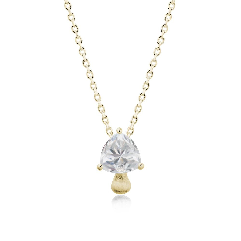 Trillion Cut Cubic Zirconia Mushroom Pendant Necklace - LUO Jewelry #metal_14k yellow gold