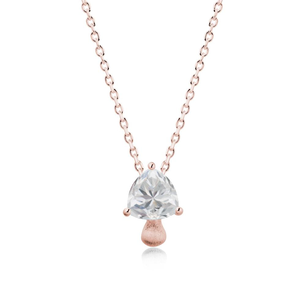 Trillion Cut Cubic Zirconia Mushroom Pendant Necklace - LUO Jewelry #metal_18k rose gold
