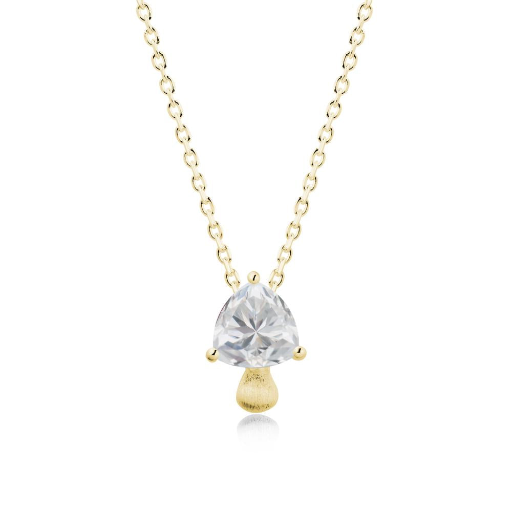 Trillion Cut Cubic Zirconia Mushroom Pendant Necklace - LUO Jewelry #metal_18k yellow gold