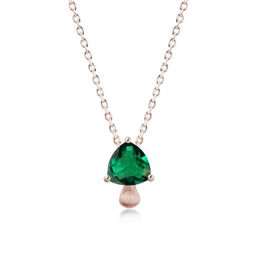 Trillion Cut Emerald Mushroom Necklace - LUO Jewelry #metal_14k rose gold
