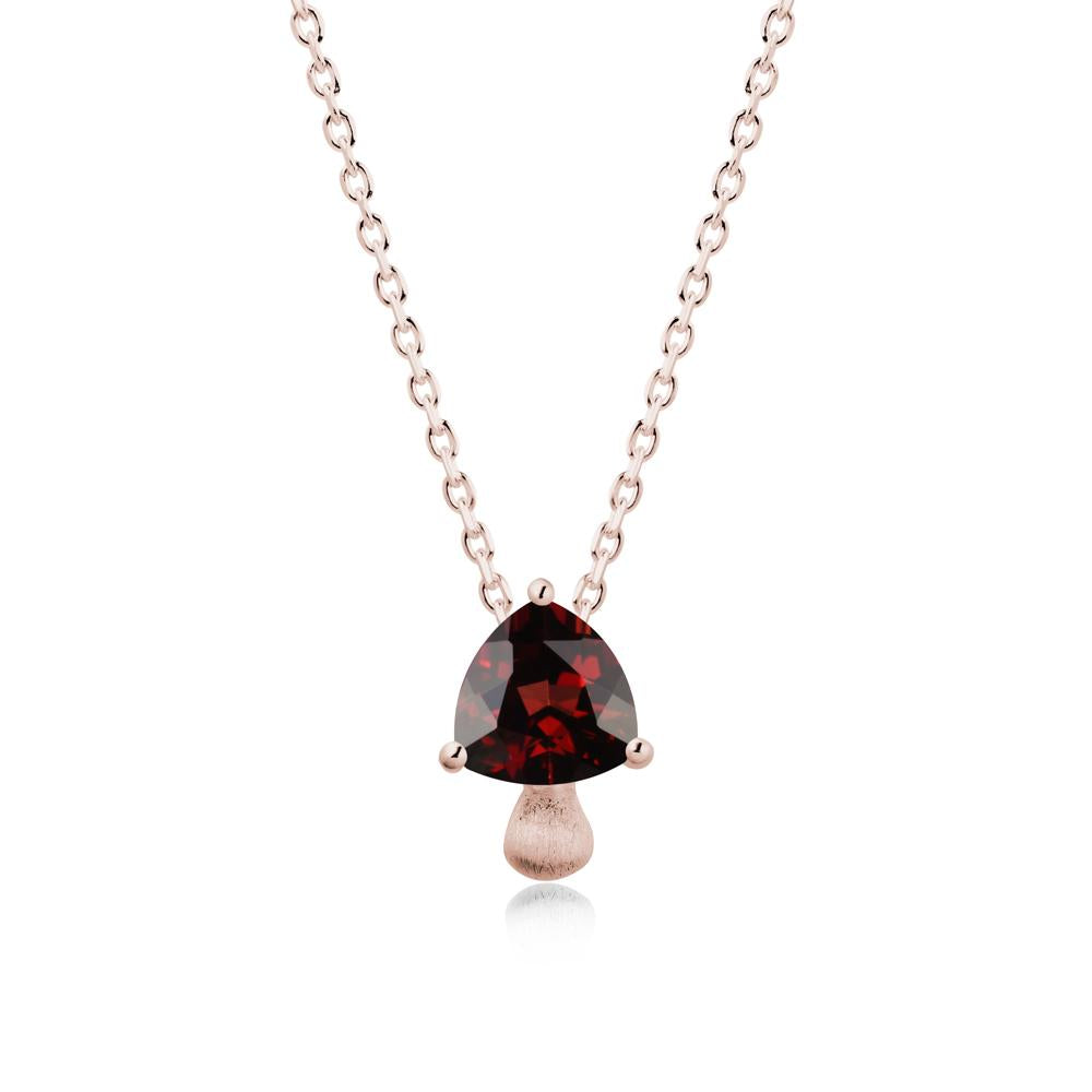 Trillion Cut Garnet Mushroom Pendant Necklace - LUO Jewelry #metal_14k rose gold