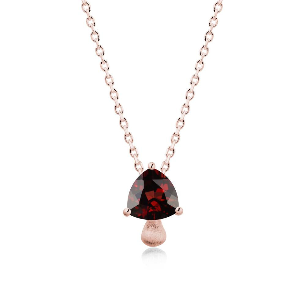 Trillion Cut Garnet Mushroom Pendant Necklace - LUO Jewelry #metal_18k rose gold