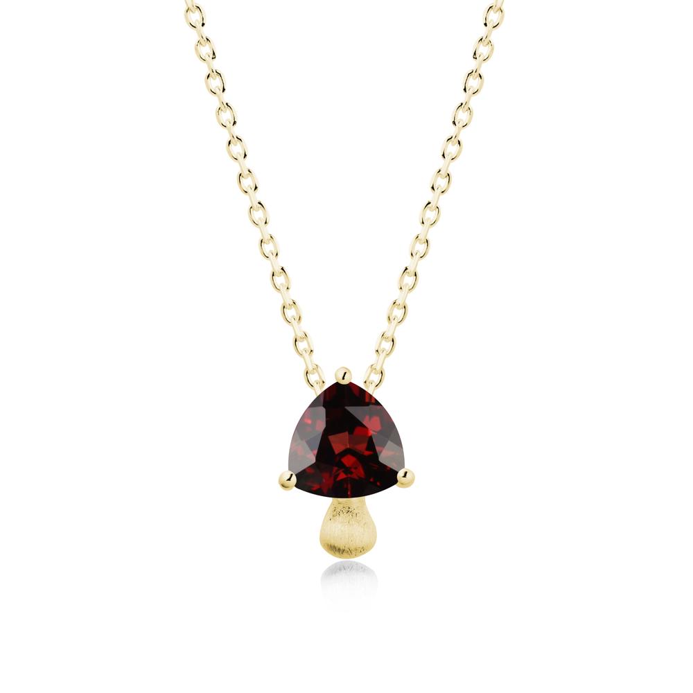 Trillion Cut Garnet Mushroom Pendant Necklace - LUO Jewelry #metal_18k yellow gold