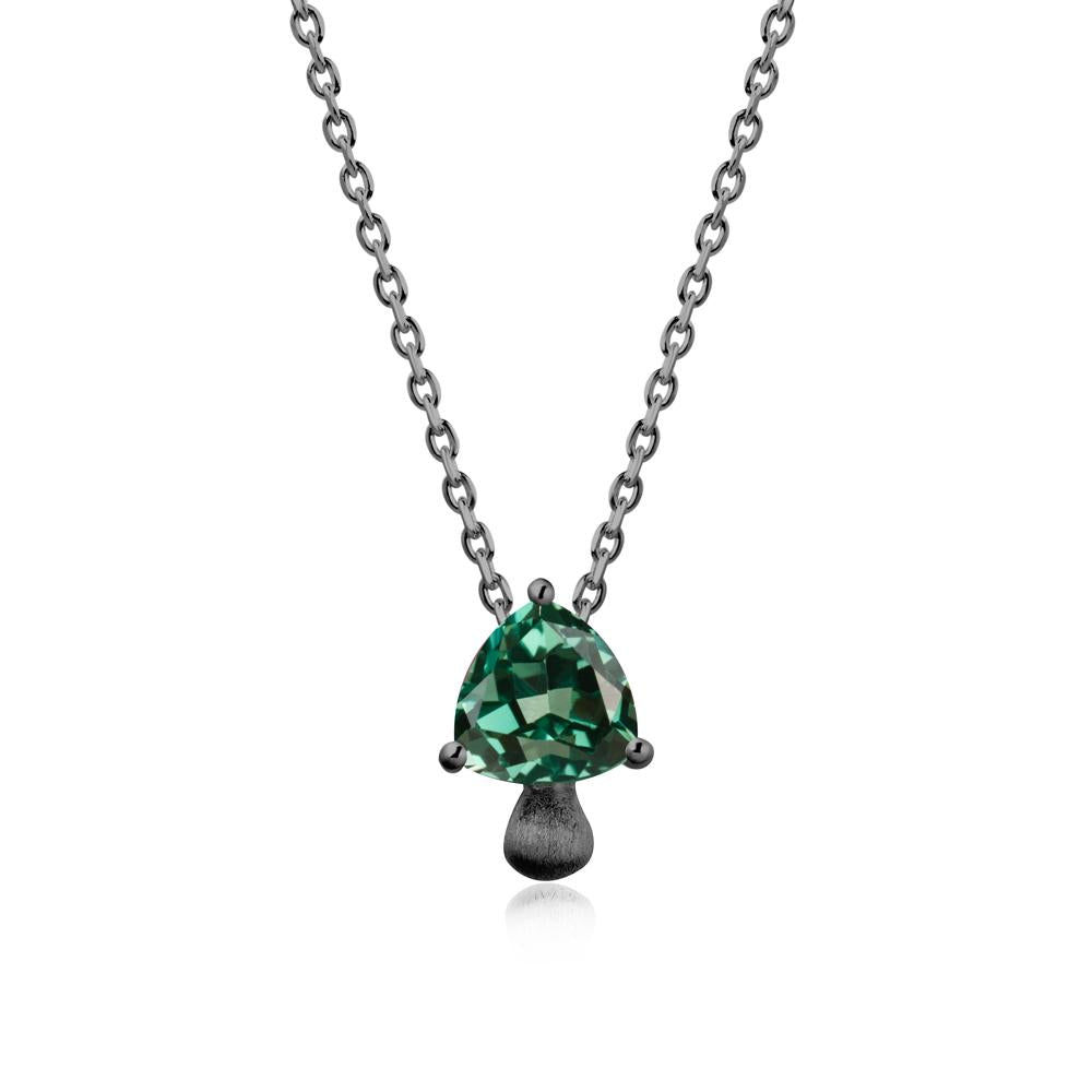 Trillion Cut Green Sapphire Mushroom Necklace - LUO Jewelry #metal_black finish sterling silver