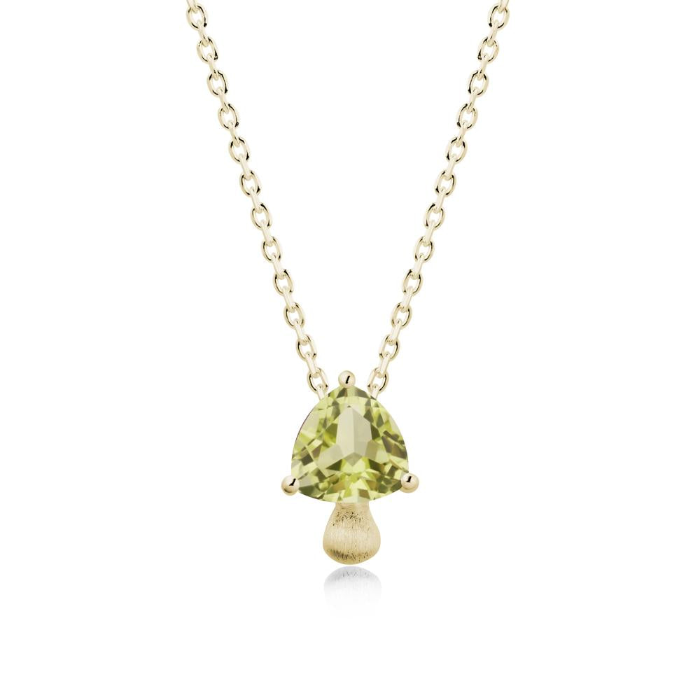 Trillion Cut Lemon Quartz Mushroom Pendant Necklace - LUO Jewelry #metal_14k yellow gold