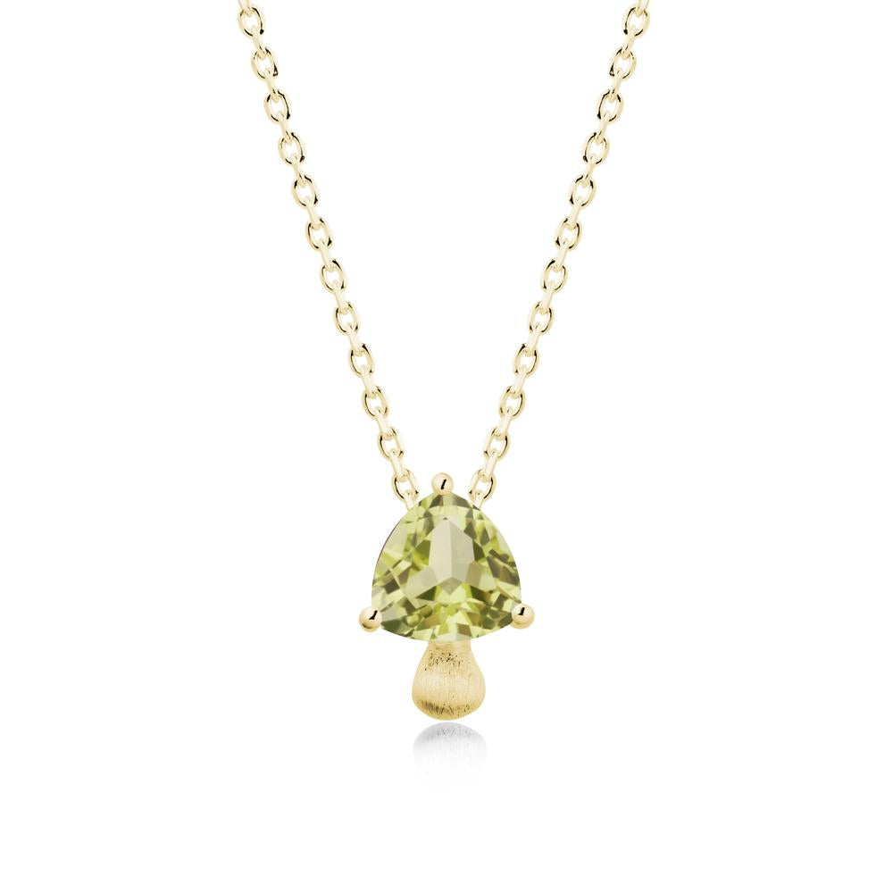 Trillion Cut Lemon Quartz Mushroom Pendant Necklace - LUO Jewelry #metal_18k yellow gold