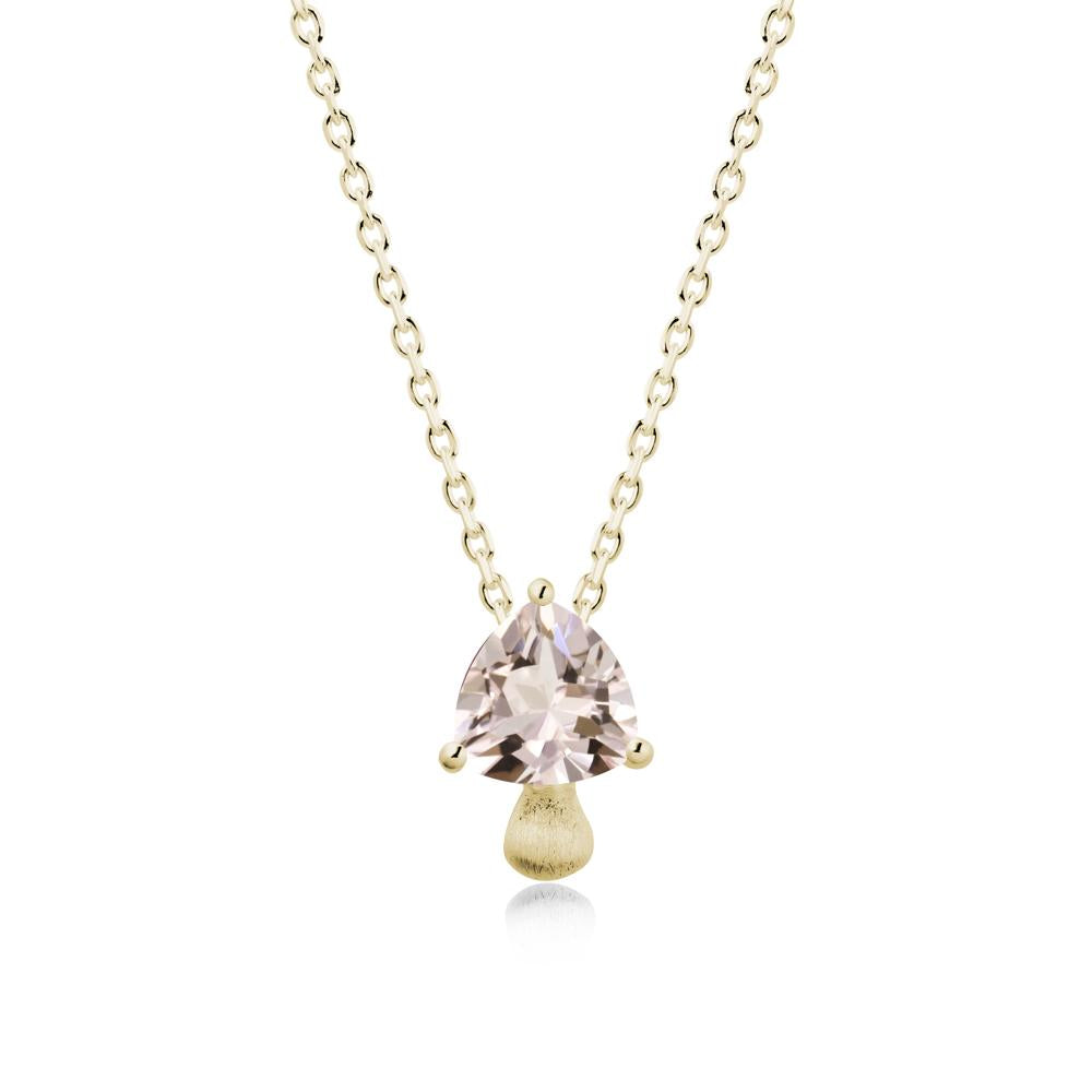 Trillion Cut Morganite Mushroom Pendant Necklace - LUO Jewelry #metal_14k yellow gold