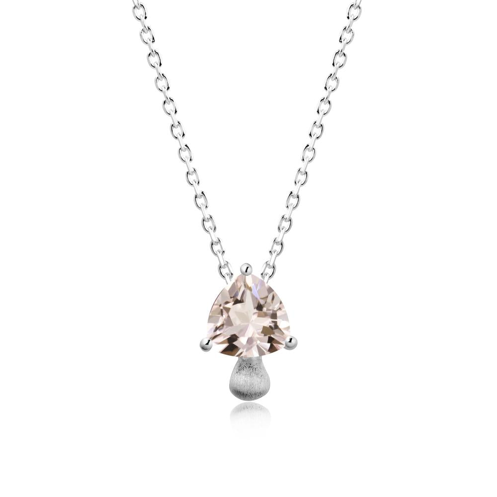 Trillion Cut Morganite Mushroom Pendant Necklace - LUO Jewelry #metal_18k white gold