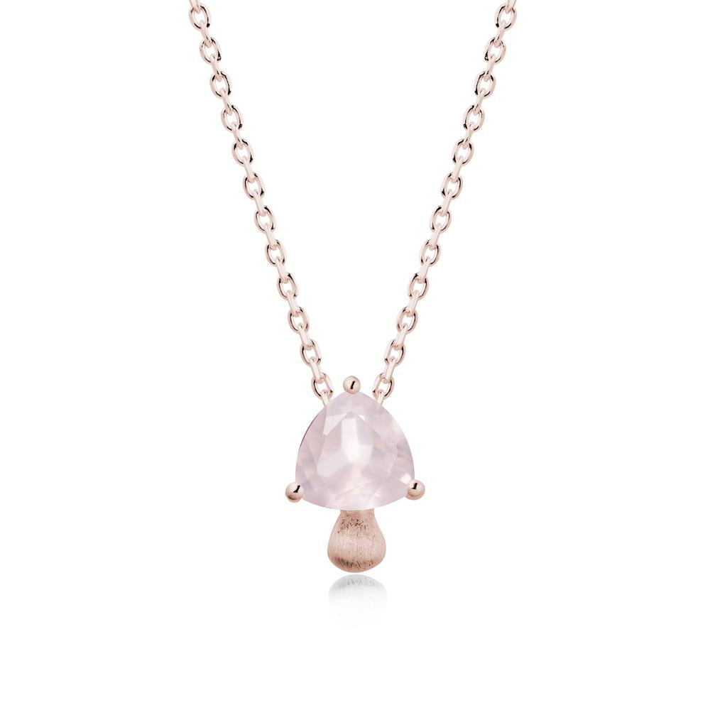 Trillion Cut Rose Quartz Mushroom Necklace - LUO Jewelry #metal_14k rose gold