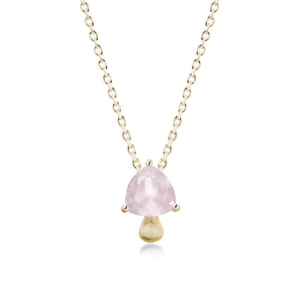 Trillion Cut Rose Quartz Mushroom Necklace - LUO Jewelry #metal_14k yellow gold